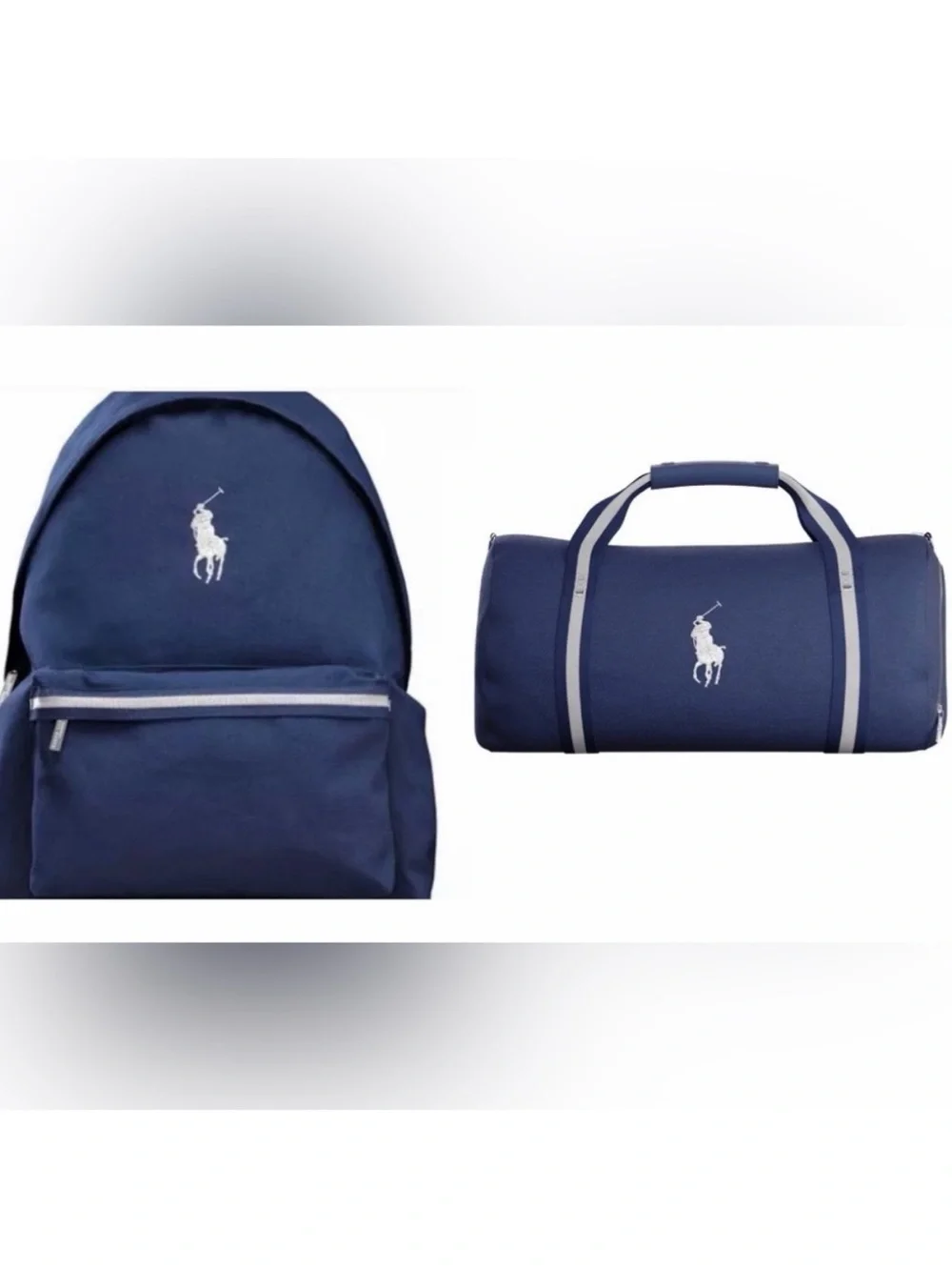 Ralph Lauren Navy and White Polo Backpack & Duffel Set